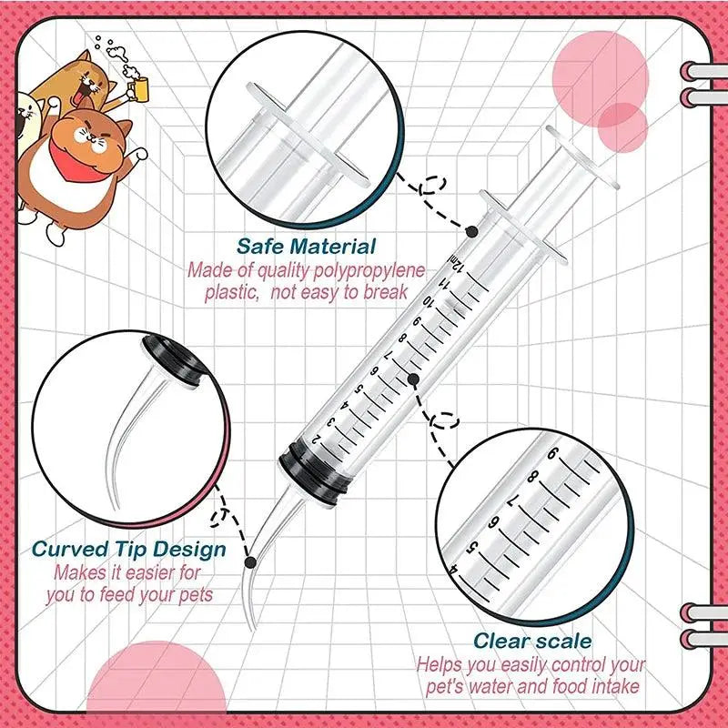 12ml Pet Feeding Syringes with Measurement for Small Dog Cats Puppy Kitten and Other Small Animal Liquid Syringe Feeder Supplies - Trusted Pet Products