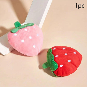 1pc Cute Strawberry Design Pet Grinding Teeth Plush Toy, Chew Toy For Dog Interactive Supply - Trusted Pet Products