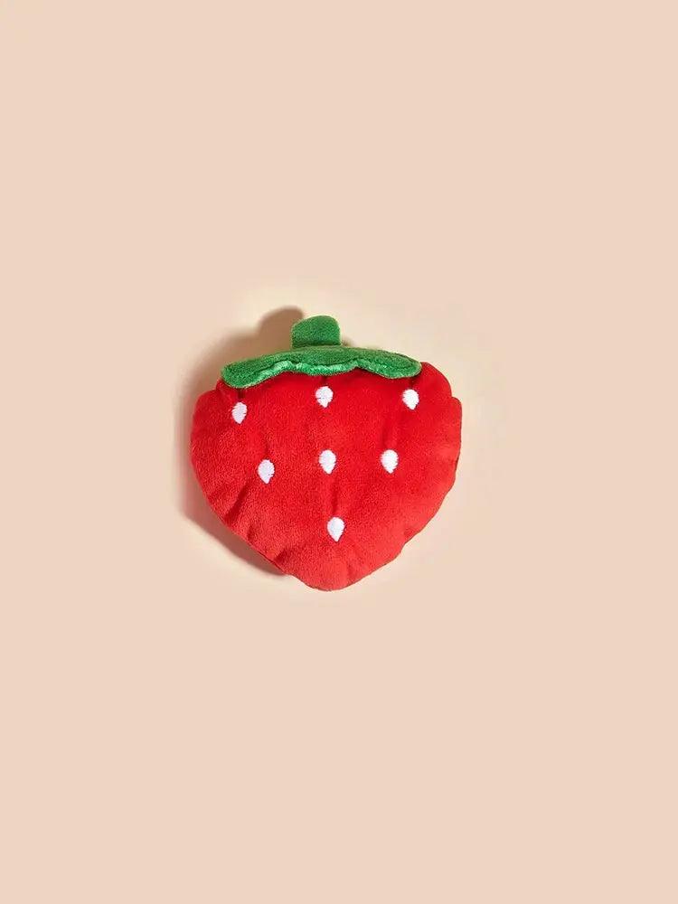 1pc Cute Strawberry Design Pet Grinding Teeth Plush Toy, Chew Toy For Dog Interactive Supply - Trusted Pet Products