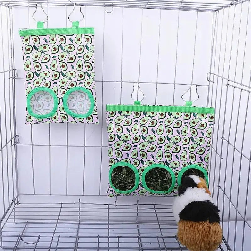 2/3 Holes Hanging Hay Bag with hooks for Bunny Guinea Pigs Small Animal Feeder Rabbit Food Dispensers Bag Pet Feeding Bag - Trusted Pet Products