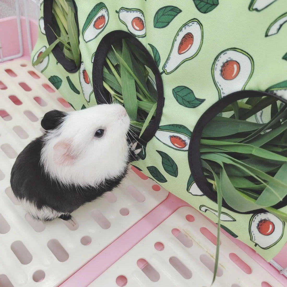 Guinea Pigs 2/3 Holes Hay Feeding Bags Strawberry Printed Rabbit Hanging Feeder Chinchilla Food Organizer Pet Cage Supplies - Trusted Pet Products