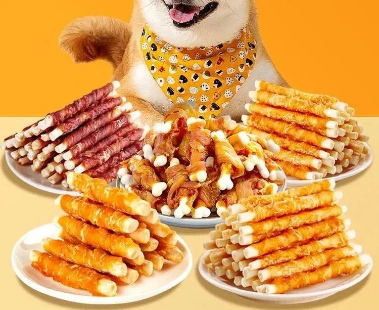 3 packs Multiple Flavors Chicken Duck Meat Bite Resistant Dog Snacks Treats - Trusted Pet Products