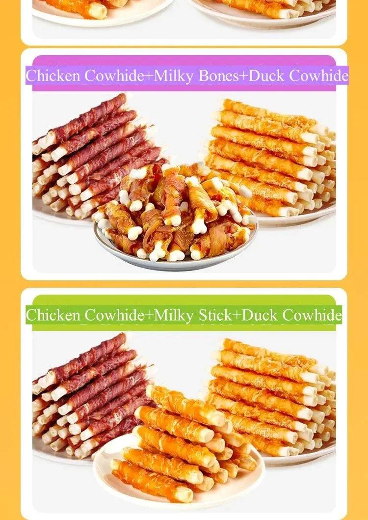 3 packs Multiple Flavors Chicken Duck Meat Bite Resistant Dog Snacks Treats - Trusted Pet Products