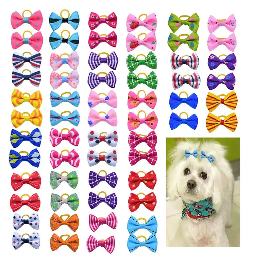 10/20/30pcs Dog Grooming Bows mix 30colours Cat dog Hair Bows Small Pog Grooming Accessories Dog Hair Rubber Bands Pet Supplier - Trusted Pet Products