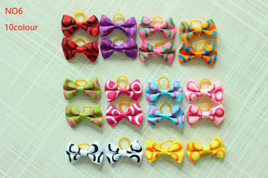 10/20/30pcs Dog Grooming Bows mix 30colours Cat dog Hair Bows Small Pog Grooming Accessories Dog Hair Rubber Bands Pet Supplier - Trusted Pet Products