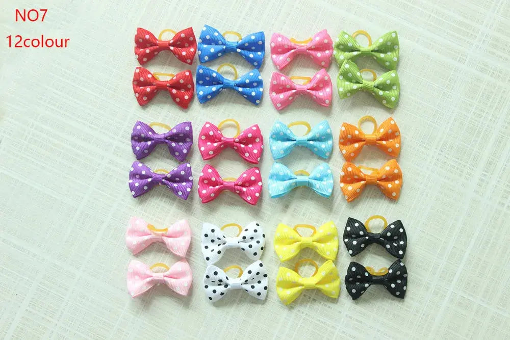 10/20/30pcs Dog Grooming Bows mix 30colours Cat dog Hair Bows Small Pog Grooming Accessories Dog Hair Rubber Bands Pet Supplier - Trusted Pet Products