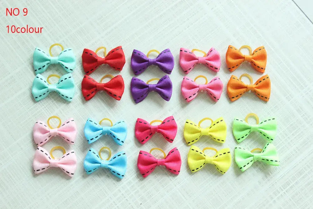 10/20/30pcs Dog Grooming Bows mix 30colours Cat dog Hair Bows Small Pog Grooming Accessories Dog Hair Rubber Bands Pet Supplier - Trusted Pet Products