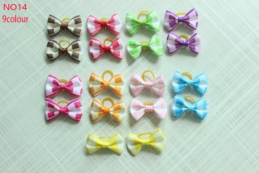 10/20/30pcs Dog Grooming Bows mix 30colours Cat dog Hair Bows Small Pog Grooming Accessories Dog Hair Rubber Bands Pet Supplier - Trusted Pet Products