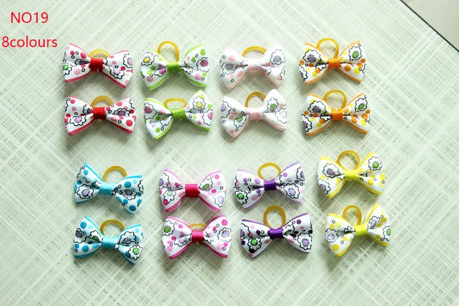 10/20/30pcs Dog Grooming Bows mix 30colours Cat dog Hair Bows Small Pog Grooming Accessories Dog Hair Rubber Bands Pet Supplier - Trusted Pet Products