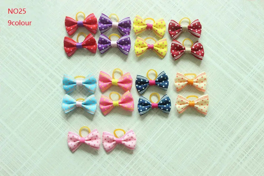 10/20/30pcs Dog Grooming Bows mix 30colours Cat dog Hair Bows Small Pog Grooming Accessories Dog Hair Rubber Bands Pet Supplier - Trusted Pet Products