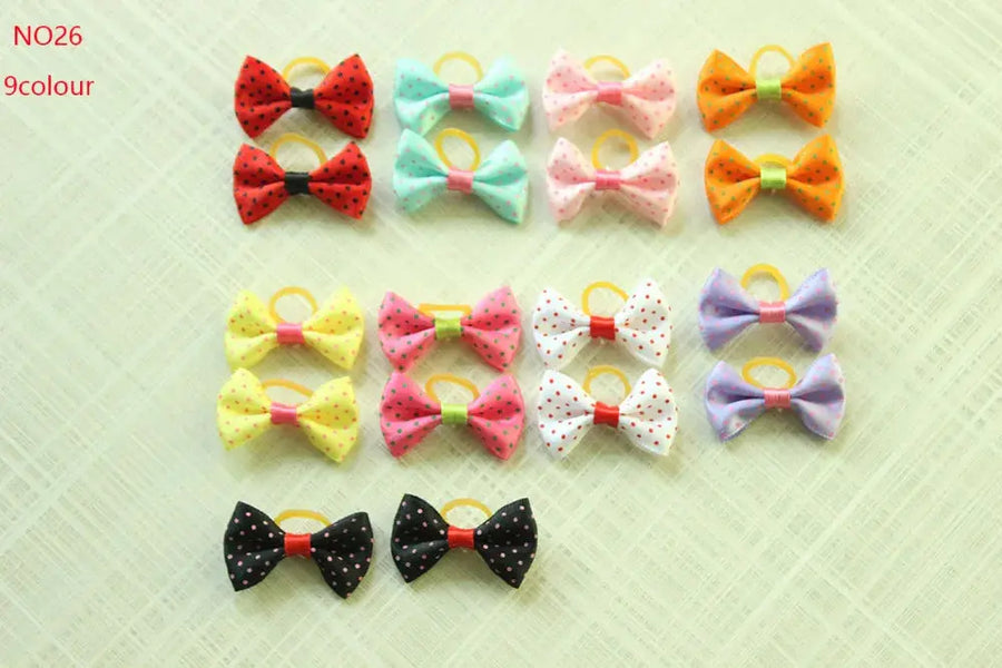 10/20/30pcs Dog Grooming Bows mix 30colours Cat dog Hair Bows Small Pog Grooming Accessories Dog Hair Rubber Bands Pet Supplier - Trusted Pet Products