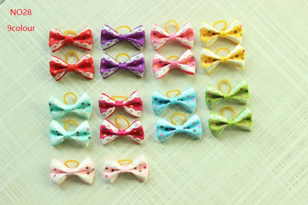 10/20/30pcs Dog Grooming Bows mix 30colours Cat dog Hair Bows Small Pog Grooming Accessories Dog Hair Rubber Bands Pet Supplier - Trusted Pet Products