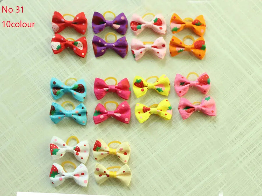 10/20/30pcs Dog Grooming Bows mix 30colours Cat dog Hair Bows Small Pog Grooming Accessories Dog Hair Rubber Bands Pet Supplier - Trusted Pet Products