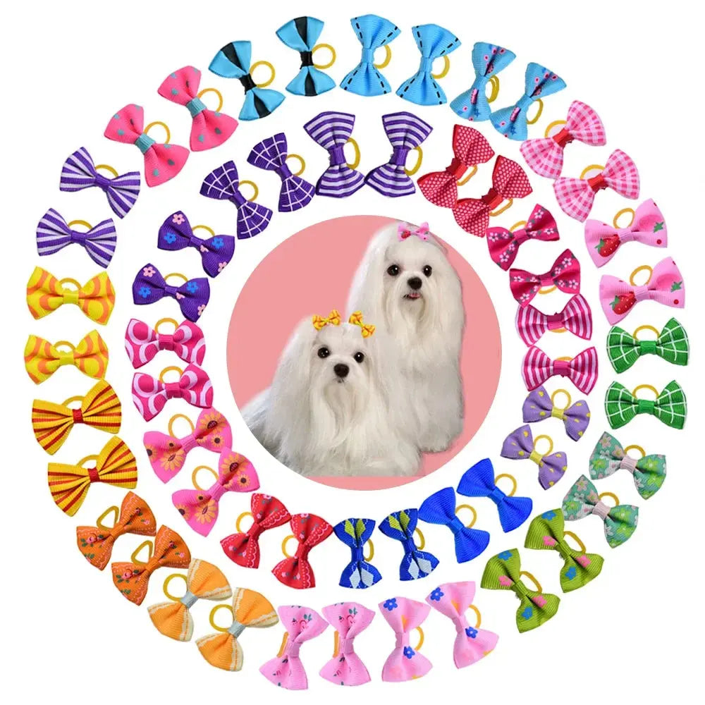 10/20/30pcs Dog Grooming Bows mix 30colours Cat dog Hair Bows Small Pog Grooming Accessories Dog Hair Rubber Bands Pet Supplier - Trusted Pet Products