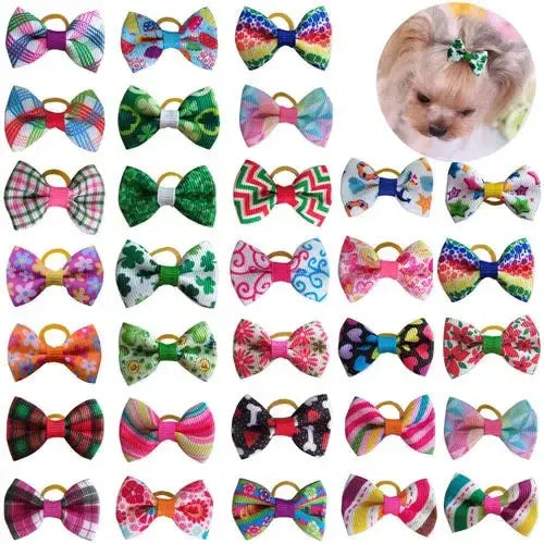 10/20/30pcs Dog Grooming Bows mix 30colours Cat dog Hair Bows Small Pog Grooming Accessories Dog Hair Rubber Bands Pet Supplier - Trusted Pet Products