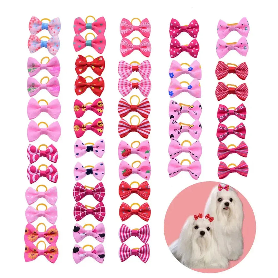 10/20/30pcs Dog Grooming Bows mix 30colours Cat dog Hair Bows Small Pog Grooming Accessories Dog Hair Rubber Bands Pet Supplier - Trusted Pet Products