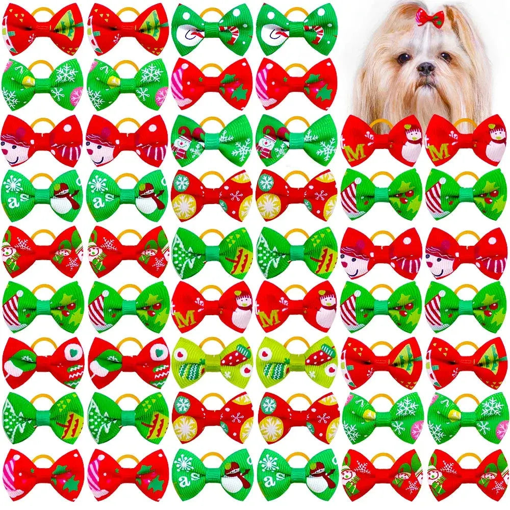 10/20/30pcs Dog Grooming Bows mix 30colours Cat dog Hair Bows Small Pog Grooming Accessories Dog Hair Rubber Bands Pet Supplier - Trusted Pet Products