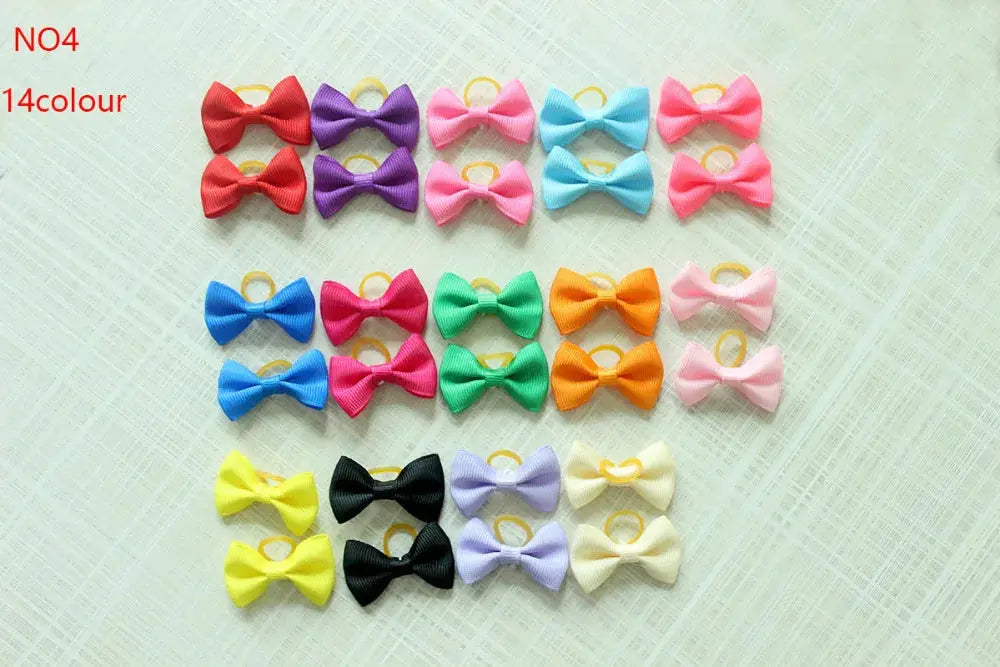 10/20/30pcs Dog Grooming Bows mix 30colours Cat dog Hair Bows Small Pog Grooming Accessories Dog Hair Rubber Bands Pet Supplier - Trusted Pet Products