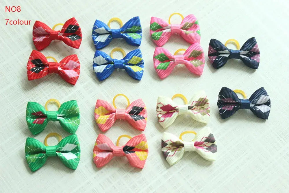 10/20/30pcs Dog Grooming Bows mix 30colours Cat dog Hair Bows Small Pog Grooming Accessories Dog Hair Rubber Bands Pet Supplier - Trusted Pet Products