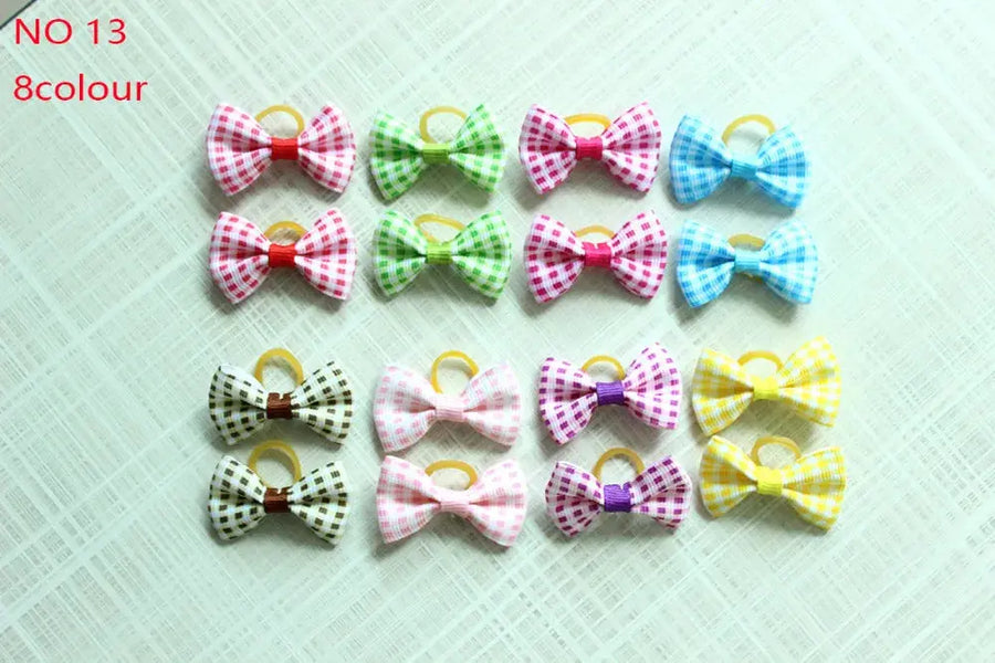 10/20/30pcs Dog Grooming Bows mix 30colours Cat dog Hair Bows Small Pog Grooming Accessories Dog Hair Rubber Bands Pet Supplier - Trusted Pet Products