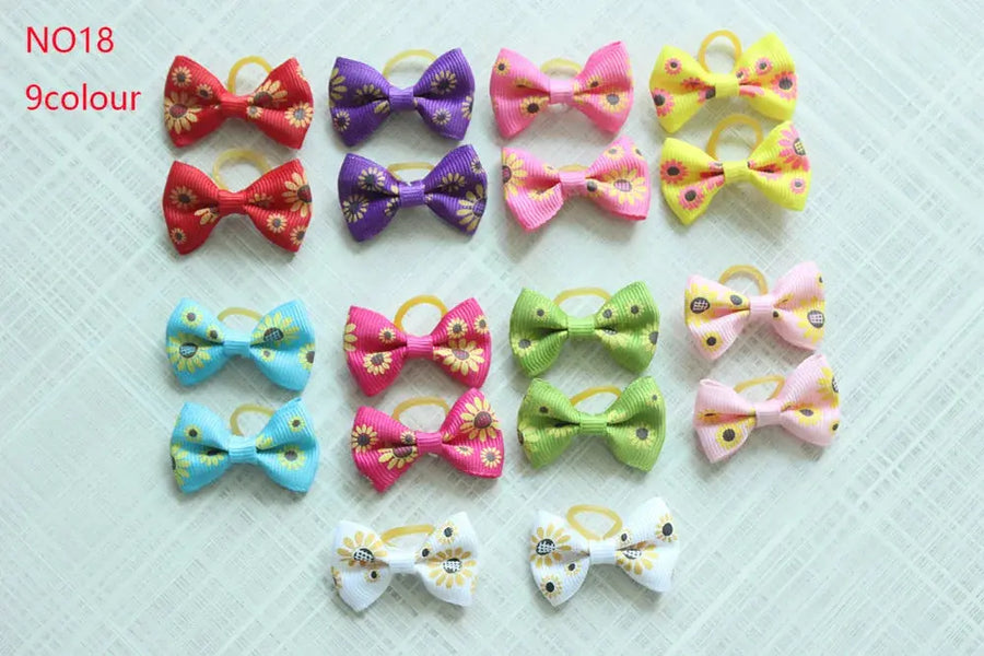 10/20/30pcs Dog Grooming Bows mix 30colours Cat dog Hair Bows Small Pog Grooming Accessories Dog Hair Rubber Bands Pet Supplier - Trusted Pet Products