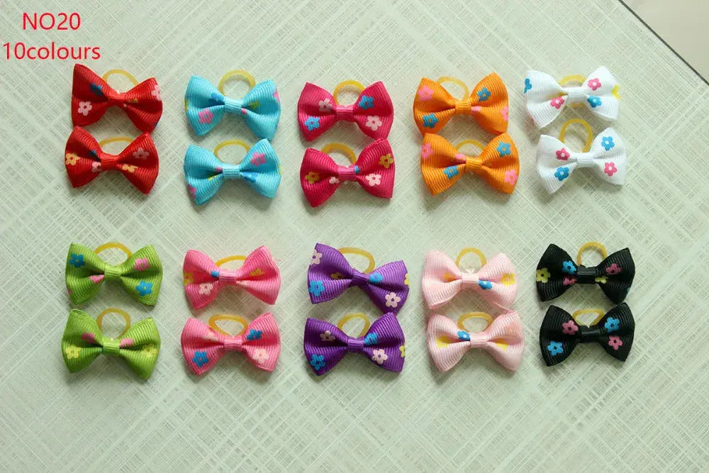 10/20/30pcs Dog Grooming Bows mix 30colours Cat dog Hair Bows Small Pog Grooming Accessories Dog Hair Rubber Bands Pet Supplier - Trusted Pet Products