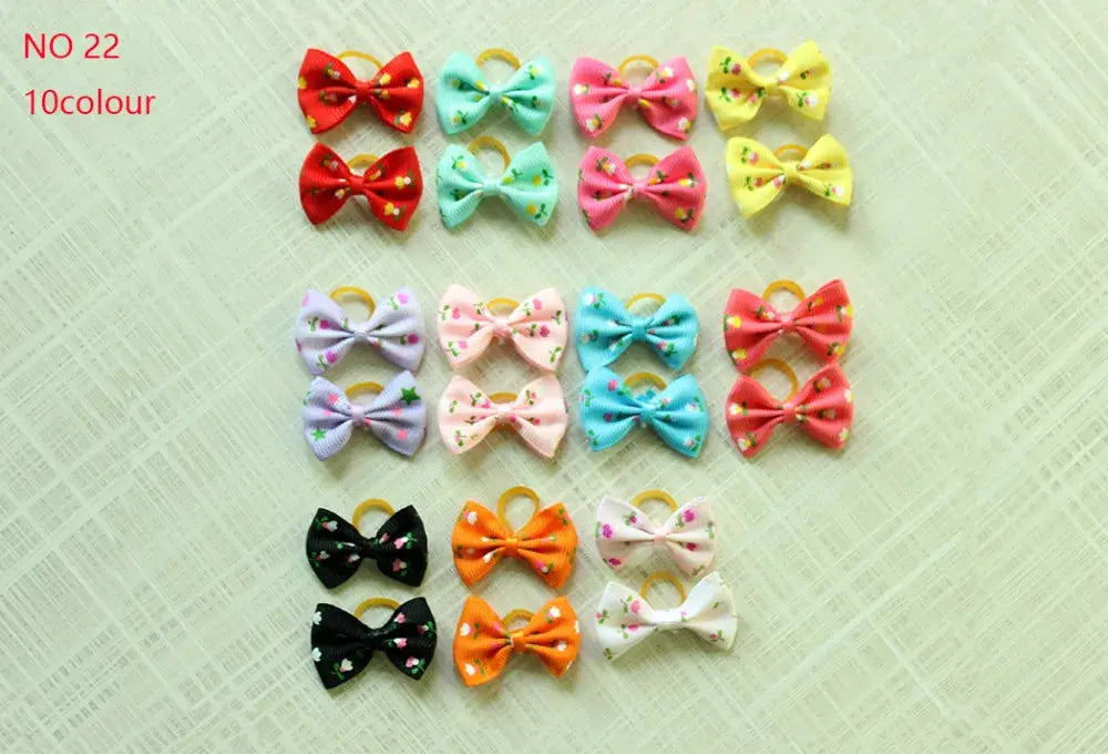 10/20/30pcs Dog Grooming Bows mix 30colours Cat dog Hair Bows Small Pog Grooming Accessories Dog Hair Rubber Bands Pet Supplier - Trusted Pet Products