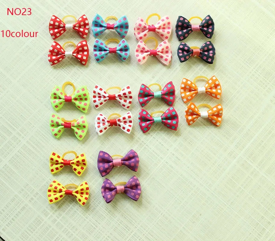 10/20/30pcs Dog Grooming Bows mix 30colours Cat dog Hair Bows Small Pog Grooming Accessories Dog Hair Rubber Bands Pet Supplier - Trusted Pet Products