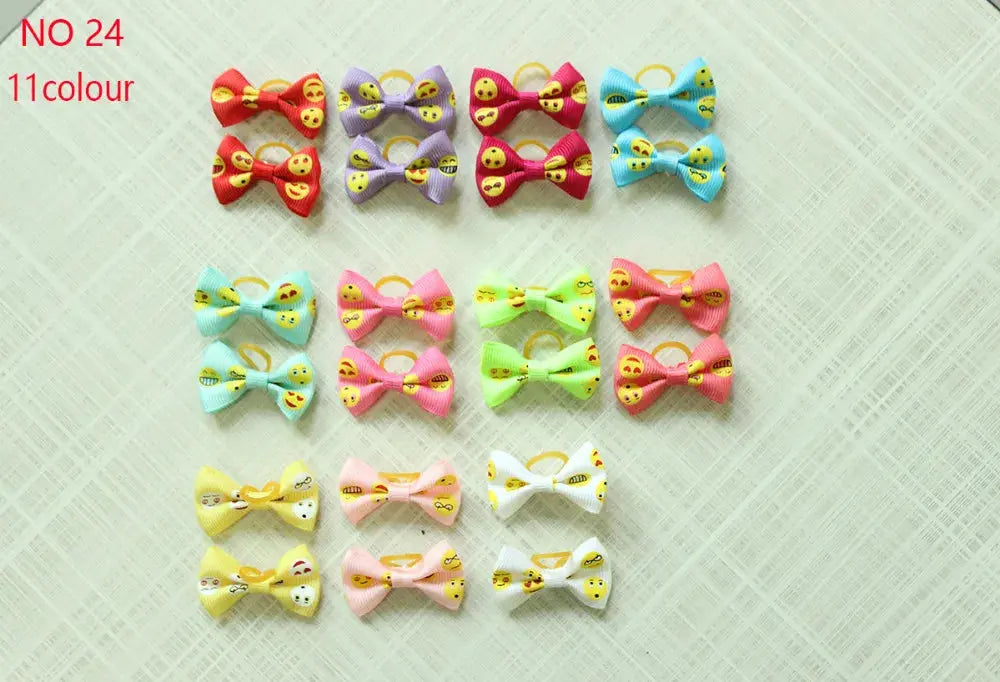 10/20/30pcs Dog Grooming Bows mix 30colours Cat dog Hair Bows Small Pog Grooming Accessories Dog Hair Rubber Bands Pet Supplier - Trusted Pet Products