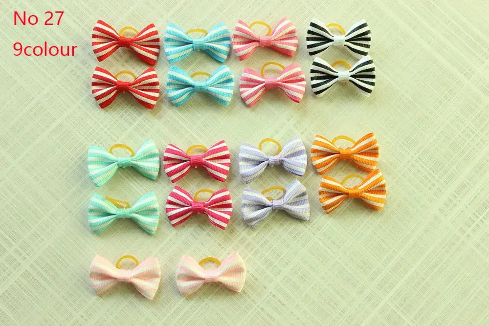 10/20/30pcs Dog Grooming Bows mix 30colours Cat dog Hair Bows Small Pog Grooming Accessories Dog Hair Rubber Bands Pet Supplier - Trusted Pet Products