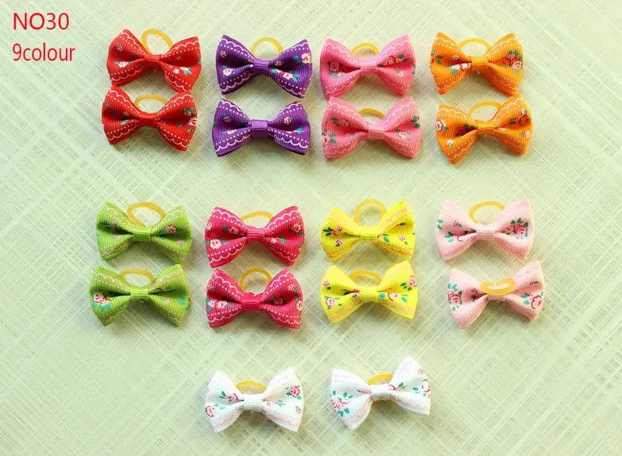 10/20/30pcs Dog Grooming Bows mix 30colours Cat dog Hair Bows Small Pog Grooming Accessories Dog Hair Rubber Bands Pet Supplier - Trusted Pet Products