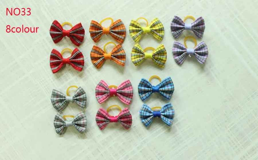 10/20/30pcs Dog Grooming Bows mix 30colours Cat dog Hair Bows Small Pog Grooming Accessories Dog Hair Rubber Bands Pet Supplier - Trusted Pet Products