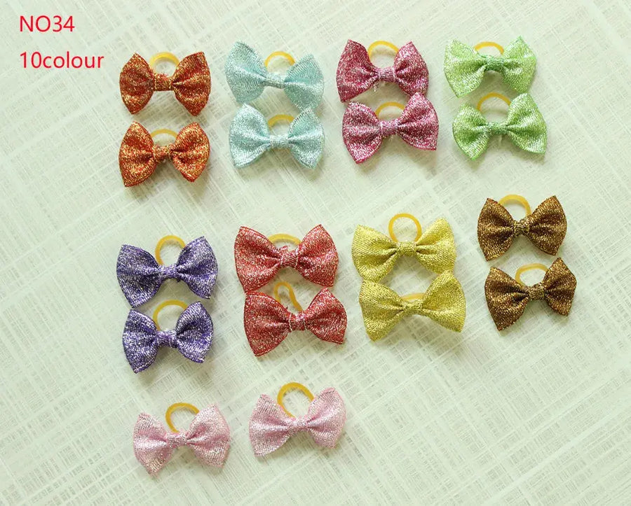 10/20/30pcs Dog Grooming Bows mix 30colours Cat dog Hair Bows Small Pog Grooming Accessories Dog Hair Rubber Bands Pet Supplier - Trusted Pet Products