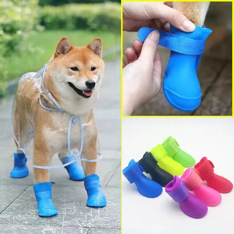 4Pcs Waterproof Anti-slip Rubber Boots For Dogs Trusted Pet Products