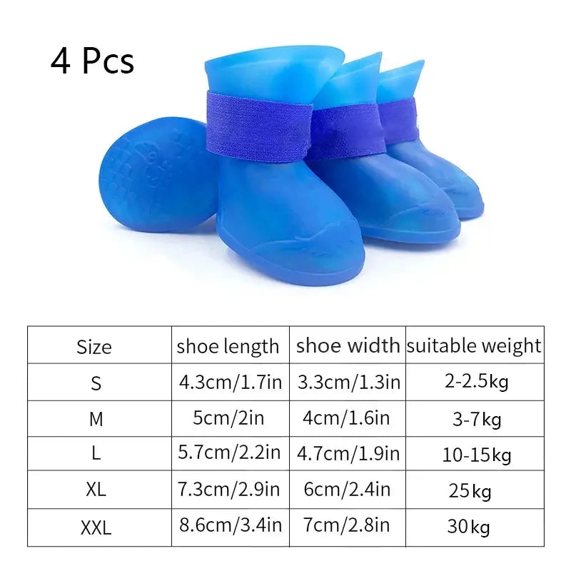 4Pcs Waterproof Anti-slip Rubber Boots For Dogs Trusted Pet Products