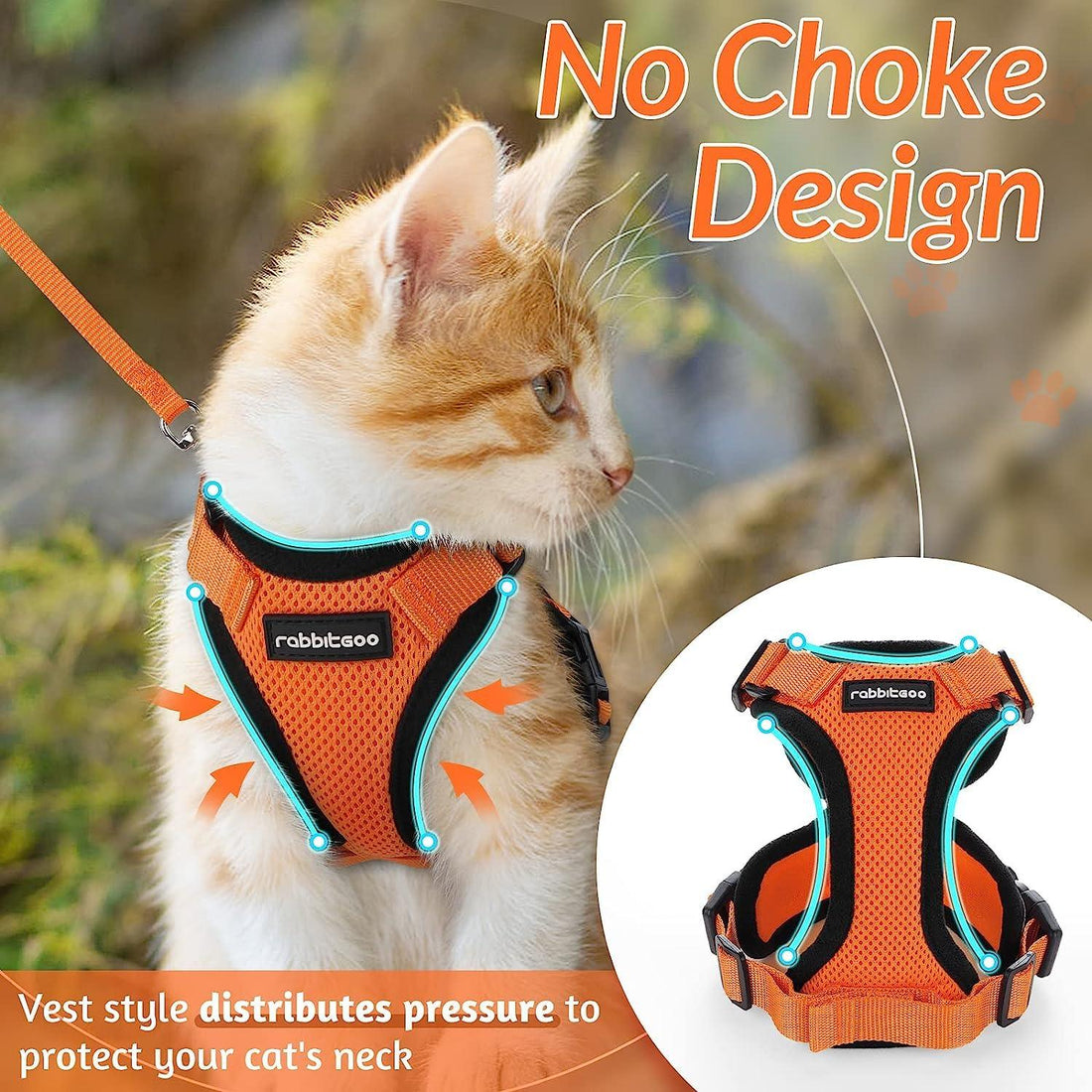 Escape Proof Cat Harness with Leash - Rabbitgoo - Trusted Pet Products