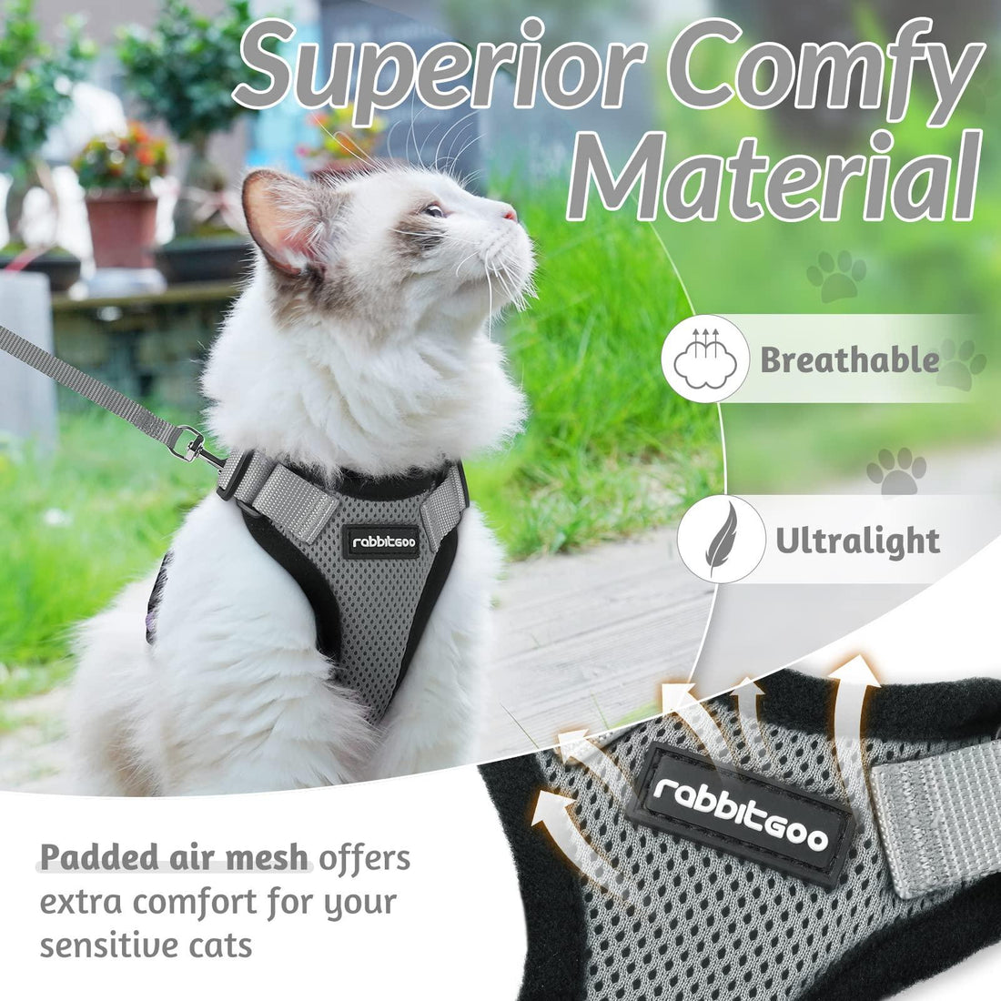 Escape Proof Cat Harness with Leash - Rabbitgoo - Trusted Pet Products