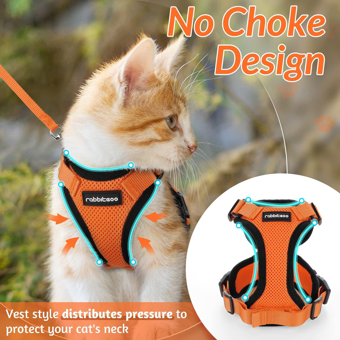 Escape Proof Cat Harness with Leash - Rabbitgoo - Trusted Pet Products