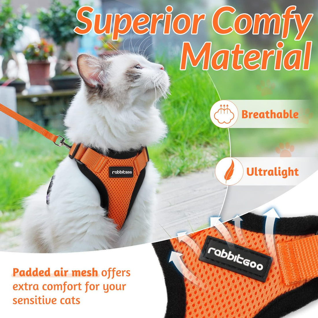 Escape Proof Cat Harness with Leash - Rabbitgoo - Trusted Pet Products