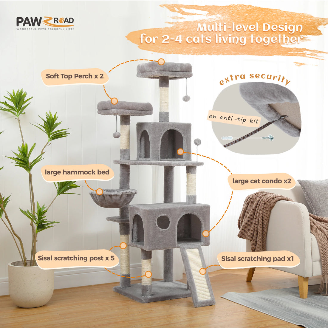 Domestic Delivery Multi-Level Cat Tree Tower Climb Furniture Scratching Post for Indoor House Pet Supplies Kitten Toy Cozy Condo - Trusted Pet Products