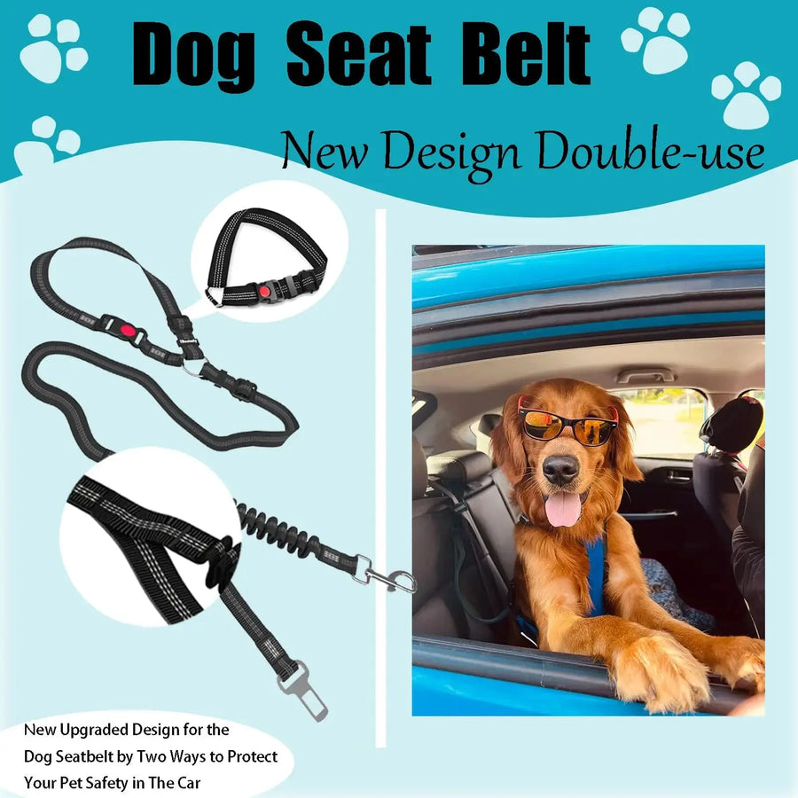 Adjustable And Heavy Duty Dog Car Seat Belt - Striped Nylon Large Dog Traction Rope for Car Rides Trusted Pet Products