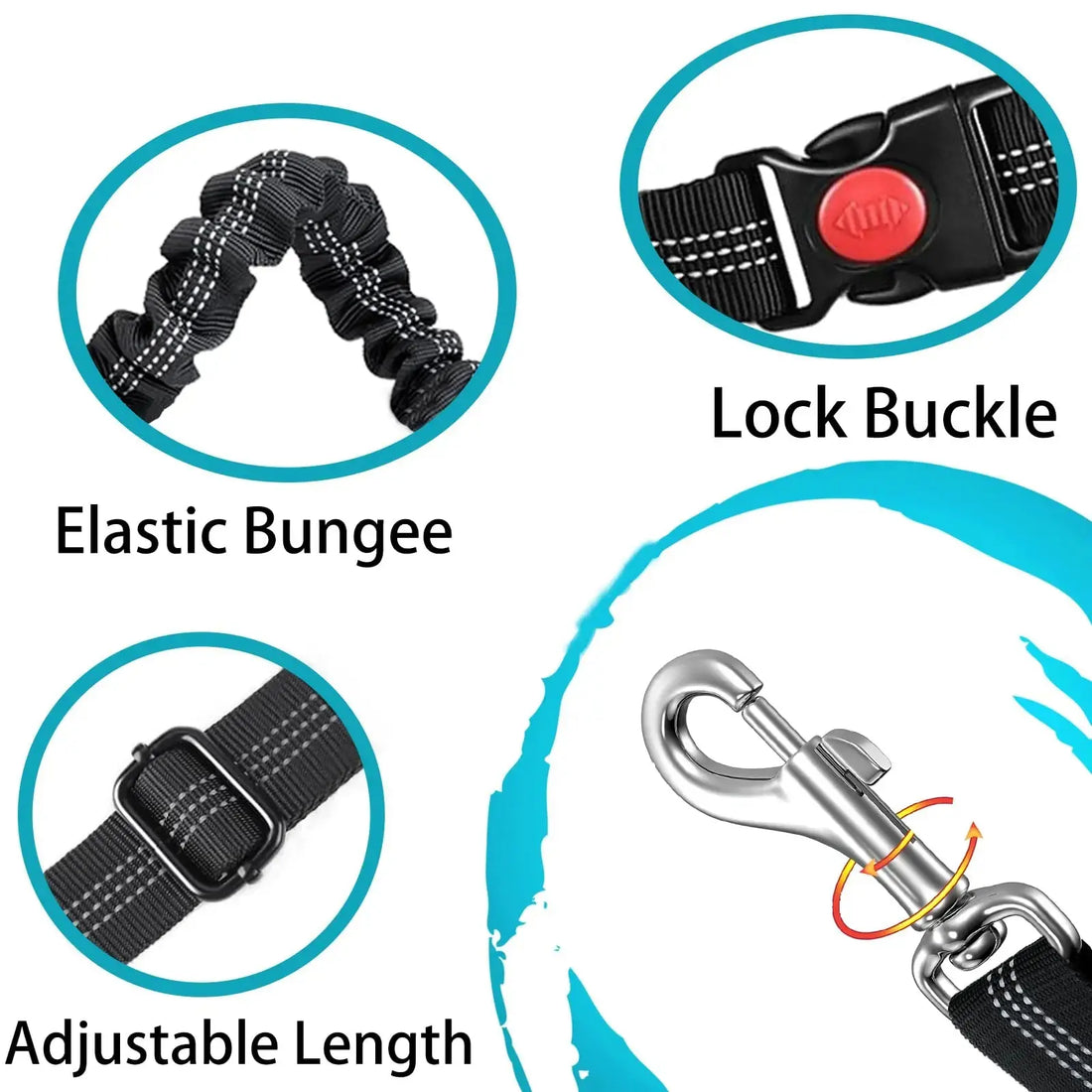 Adjustable And Heavy Duty Dog Car Seat Belt - Striped Nylon Large Dog Traction Rope for Car Rides Trusted Pet Products