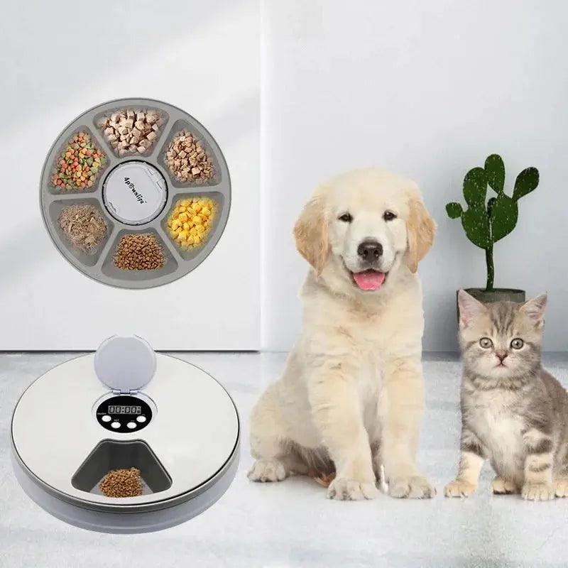 Automatic Electric Pet Dog Feeder Dry Food Dispenser with Timer 6 Meals 6 Grids Round - Trusted Pet Products