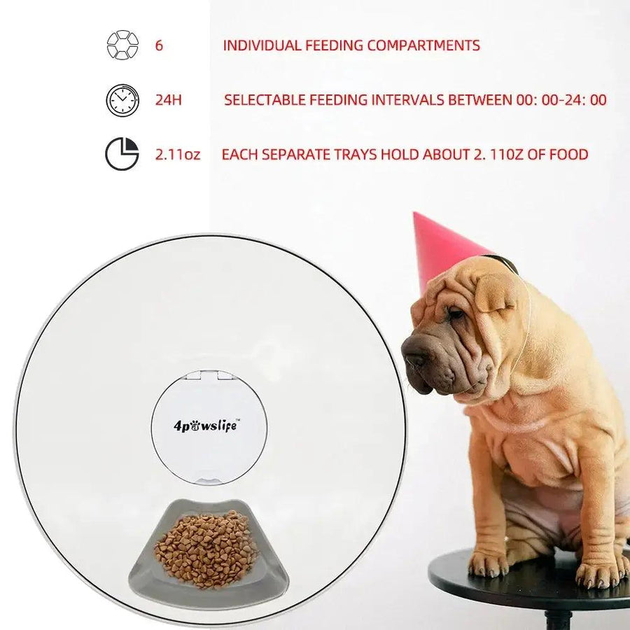 Automatic Electric Pet Dog Feeder Dry Food Dispenser with Timer 6 Meals 6 Grids Round - Trusted Pet Products