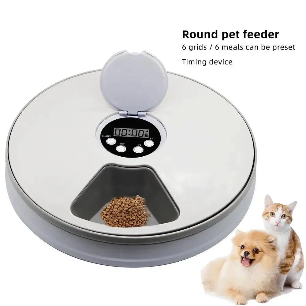 Automatic Electric Pet Dog Feeder Dry Food Dispenser with Timer 6 Meals 6 Grids Round - Trusted Pet Products