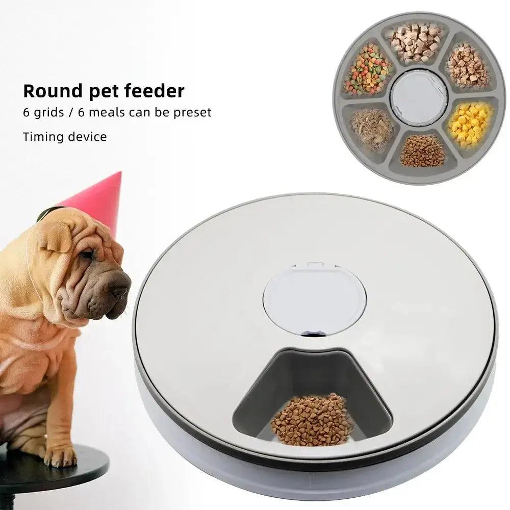 Automatic Electric Pet Dog Feeder Dry Food Dispenser with Timer 6 Meals 6 Grids Round - Trusted Pet Products