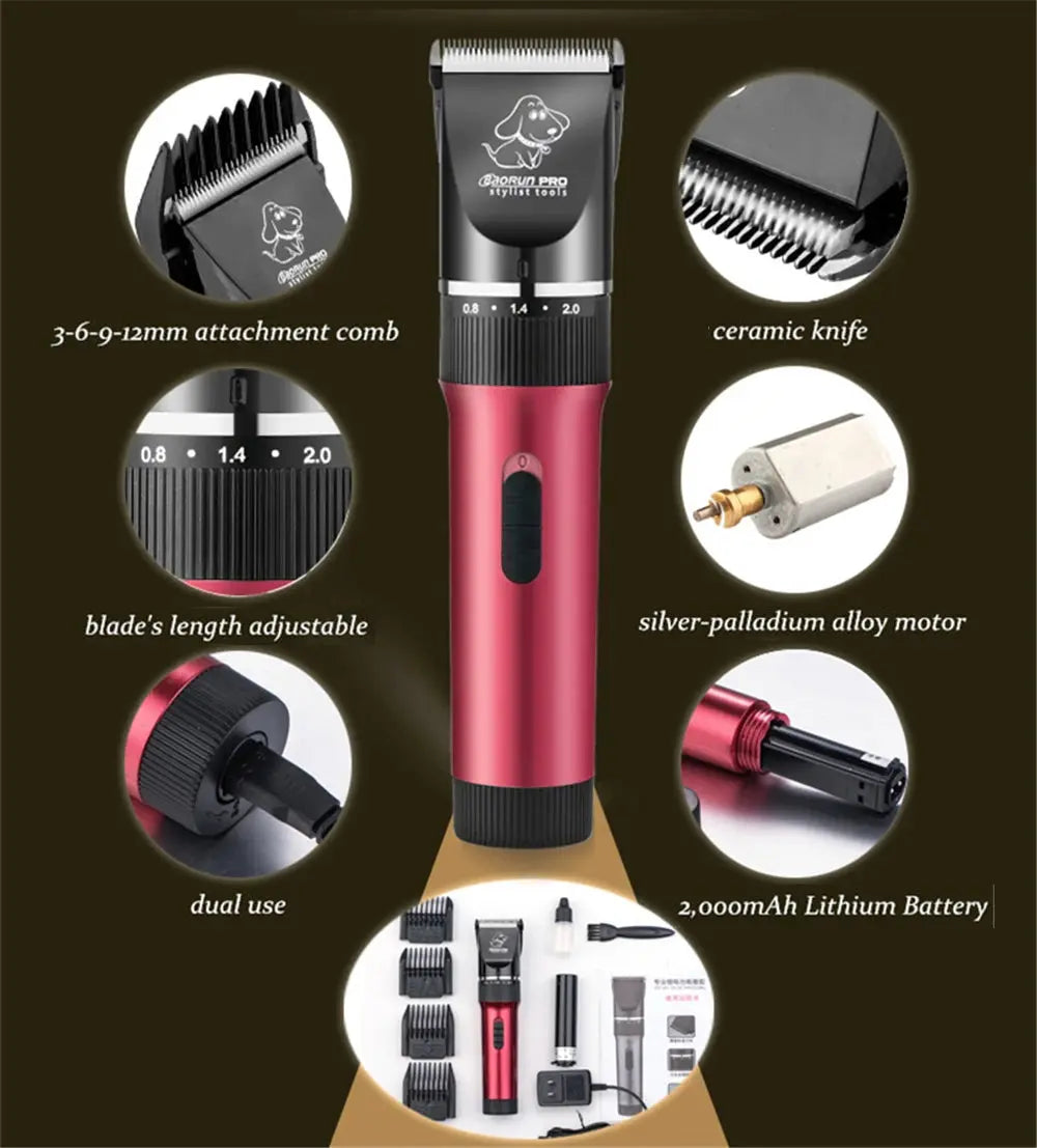 BaoRun P6 Professional Dog Hair Trimmer Rechargeable Pet Cat Grooming Clipper Shaver Low-noise Electric Cutters Haircut Machine - Trusted Pet Products