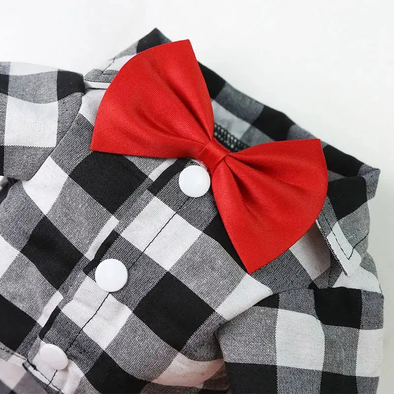 Bowtie Dog T-Shirts Classical Plaid Thin Breathable Summer Clothes Trusted Pet Products