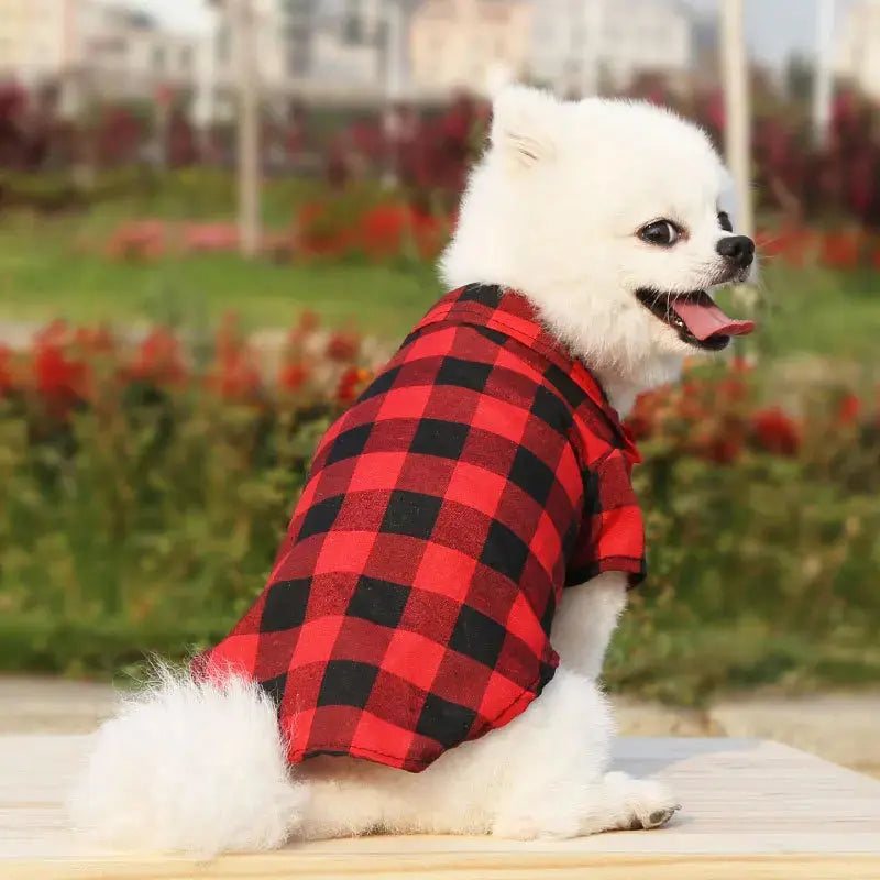 Bowtie Dog T-Shirts Classical Plaid Thin Breathable Summer Clothes Trusted Pet Products