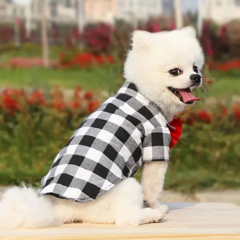 Bowtie Dog T-Shirts Classical Plaid Thin Breathable Summer Clothes Trusted Pet Products